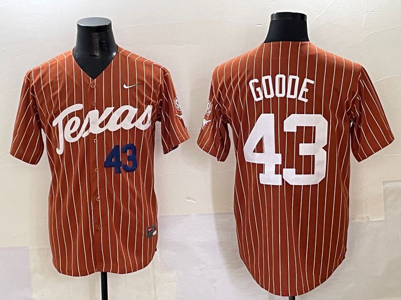 Men 2025 Texas Longhorns #43 Goode Brown stripe Joint Name Nike NCAA Jersey style 10->ncaa teams->NCAA Jersey